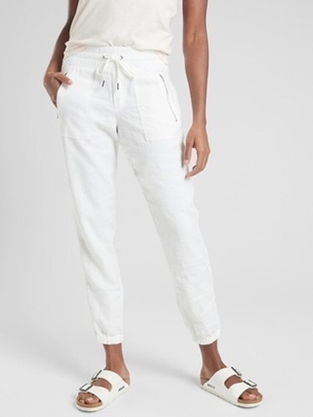 Athleta Cabo White Linen Jogger Size 4